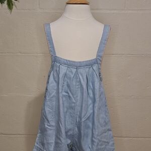 Matilda Jane Girls Blue Skies Chambray Shortall Romper With Pockets Size 4.